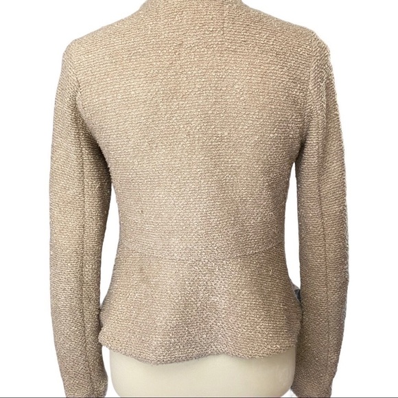 Anthropologie Cartonnier Gold Shimmer Asymmetrical Full-Zip Jacket Blazer Small - Picture 12 of 12